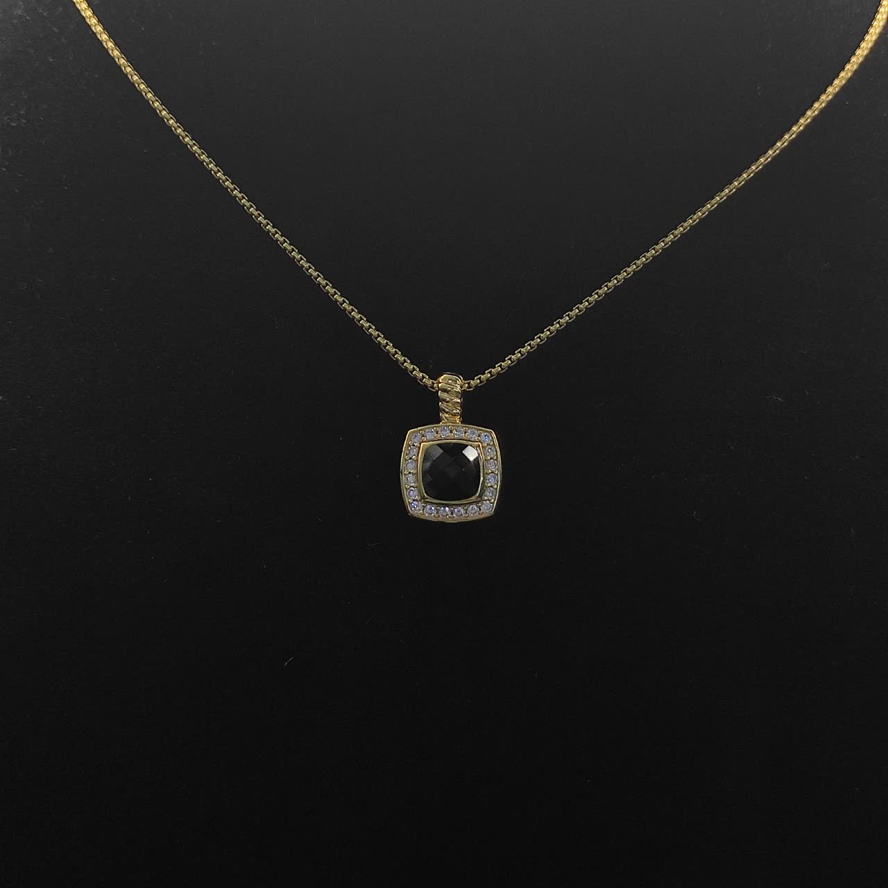 David Yurman Black Onyx and Diamond Cable Collectibles Pendant Necklace